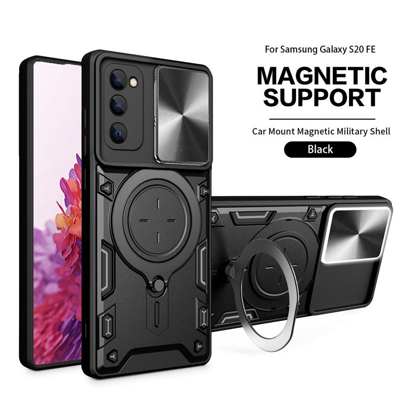 For Samsung Galaxy S20 FE 5G Case Magnetic Metal Ring Holder Armor Cases For Galaxy S20 FE 2022 S20FE Slide Lens Protect Cover