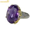 Women Ring 100% 925 Sterling Silver 13*18mm Amethyst Wedding Engagement Band Fine Jewelry Valentine Day Gift