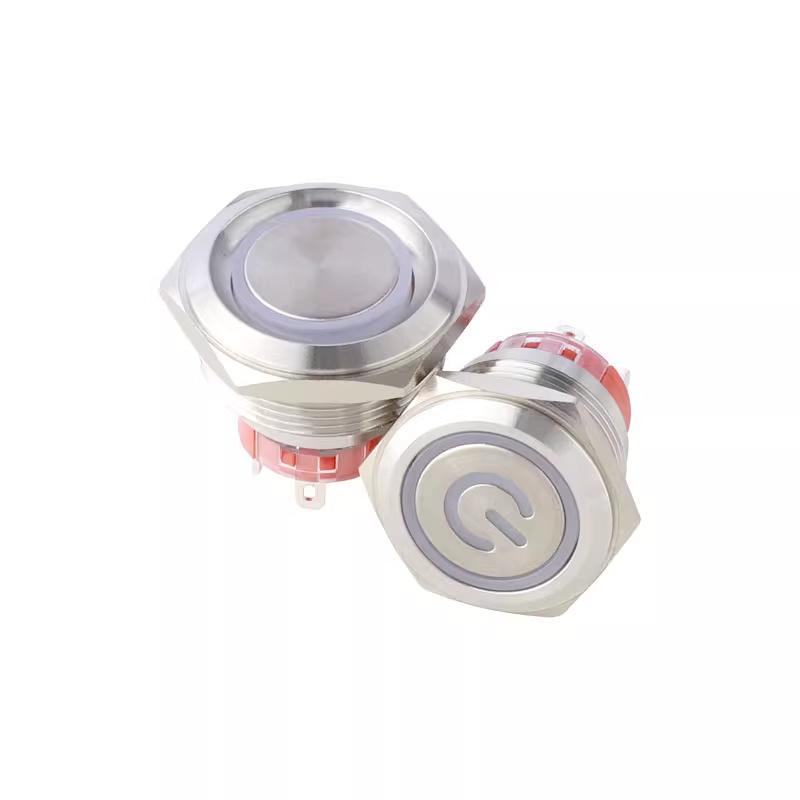 High-Power Waterproof Metal Push Button Switch, 16/19/22mm, Momentary to Latching, Illuminated