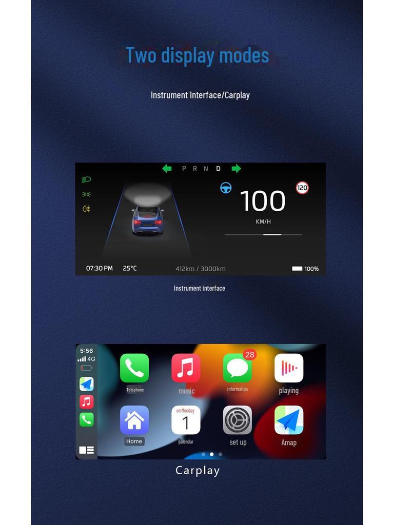 Tesla Model 3 LCD Instrument Display with CarPlay and Smart OTA Connectivity