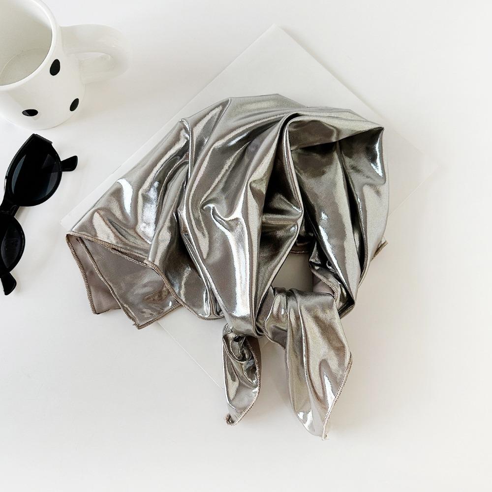 Y2K Laser Color Hair Band Hip Hop Punk Bandana Liquid Silver Hair Scarf  Streetwear