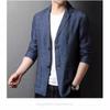 Осень-весна и лето новый мужской льняной костюм модный корейский стиль свободное тонкое пальто две пуговицы повседневный