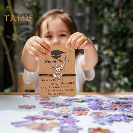 Комплект ювелирных изделий на выпускной 2025 года, ожерелье из нержавеющей стали, браслет, набор с карточкой, подарки на выпускной 2025 года для друзей