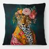 European Fashion Leopard With Wreath Animals Portrait Painting Cushion Covers Decorative Pillows Case Home Decor