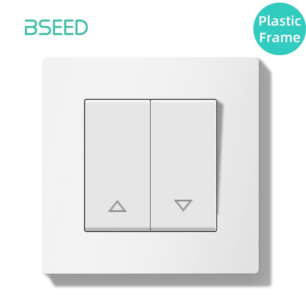 Механический выключатель штор BSEED Электрический выключатель роллет Настенный кнопочный выключатель для жалюзи Стеклянная пластиковая рамка Стандарт ЕС