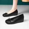 Bow Inner Height Increase Ballet Single Shoes Women's Summer Small Size Comfortable and Elegant Beanie Shoes Women's Flat Women's Single Shoes