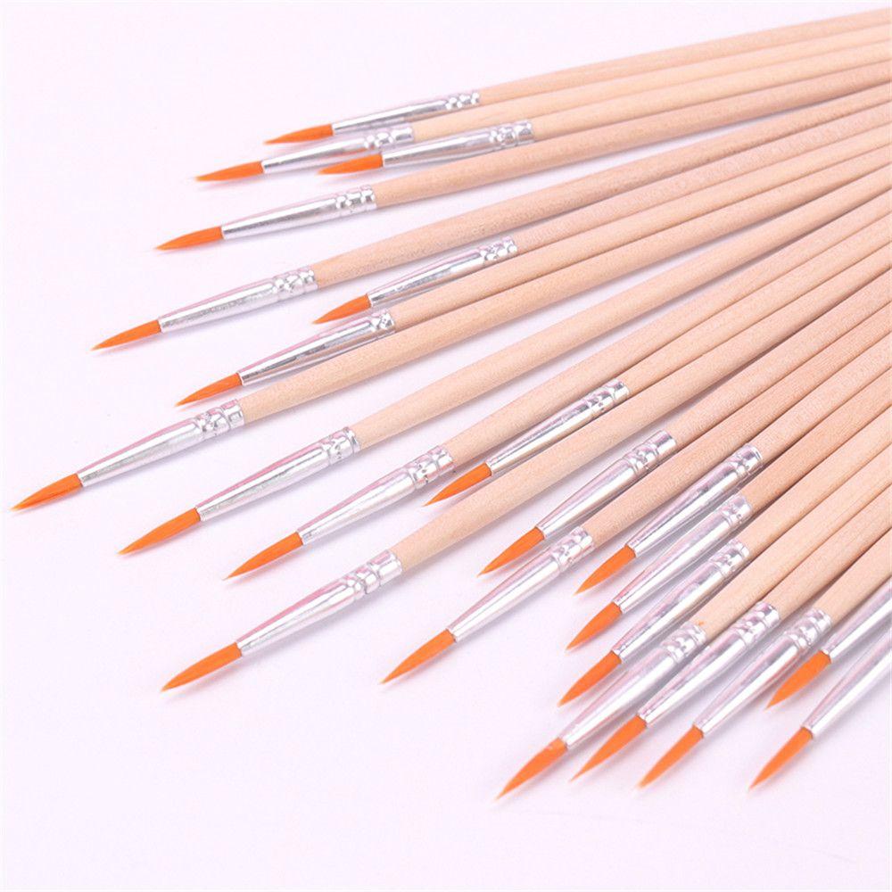 10pcs Calligraphy Watercolor Wood Handle Hook Line Pen Painting Pen Drawing Brush Paint Brushes