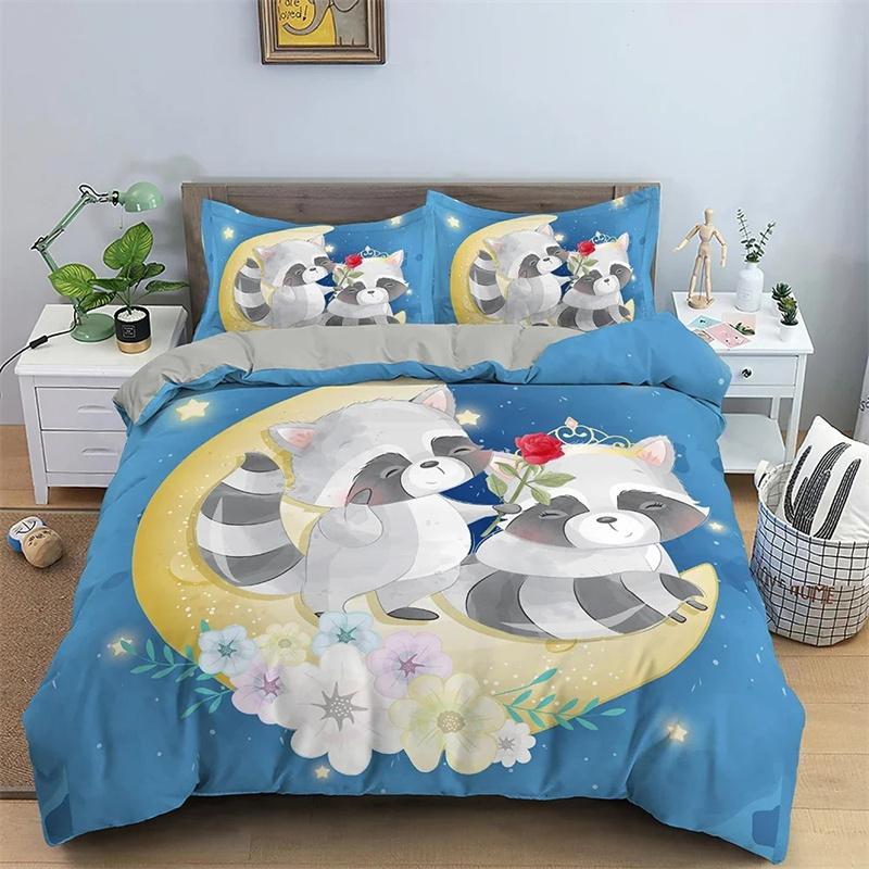 Cartoon Animal Duvet Cover Set Kids Lion Hippo Giraffe Pattern Bedding Set,Duvet Cover Comforter Bed Set Quilt Cover Pillowcase