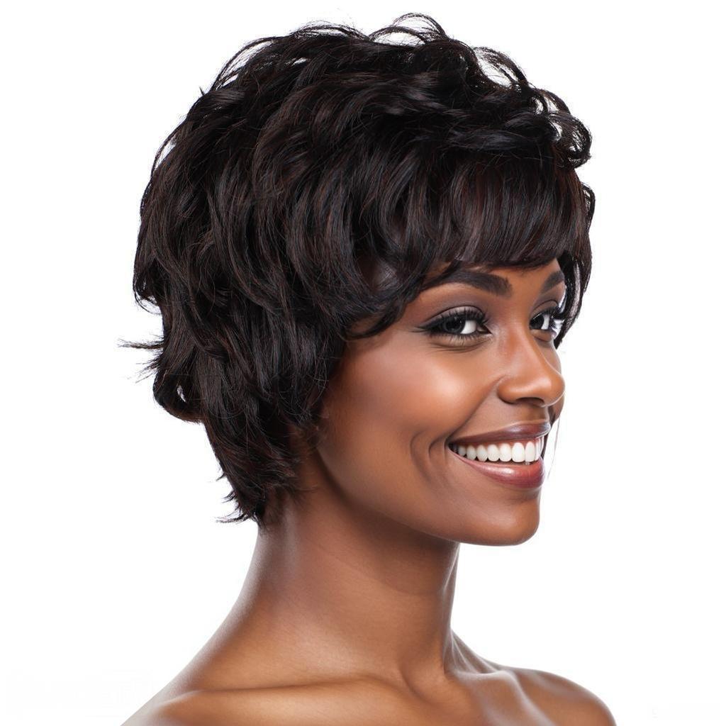 Короткие смешанные черные светлые коричневые парики синтетические натуральные вьющиеся волосы с челкой для женщин термостойкие волокна ежедневные парики для косплея