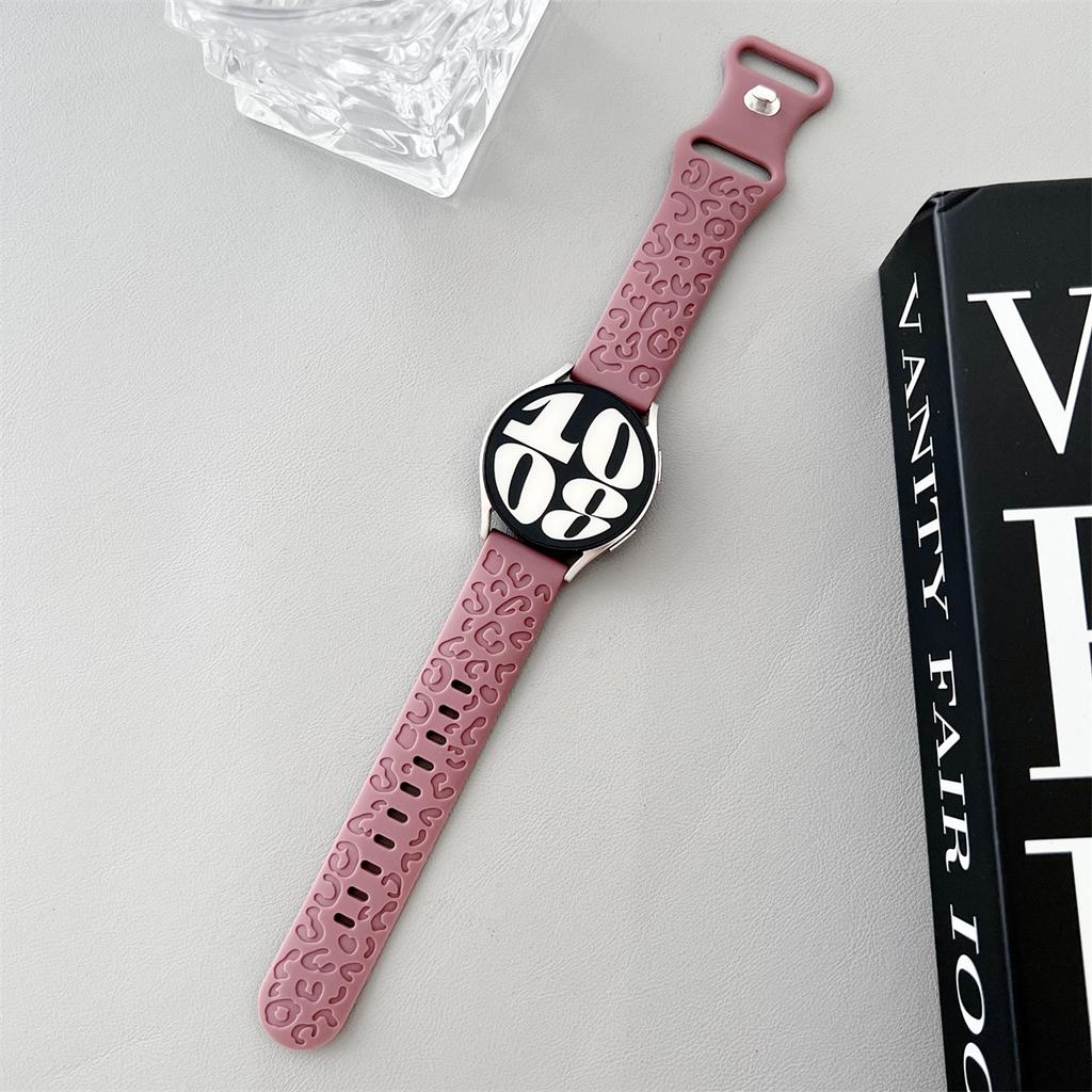 Ремешок с леопардовой гравировкой 20 мм, 22 мм для Samsung Galaxy Watch 6, 5, 4, 40 мм, 44 мм, силиконовый милый ремешок Gear S3 6, классический, 43 мм, 47 мм, Active 2