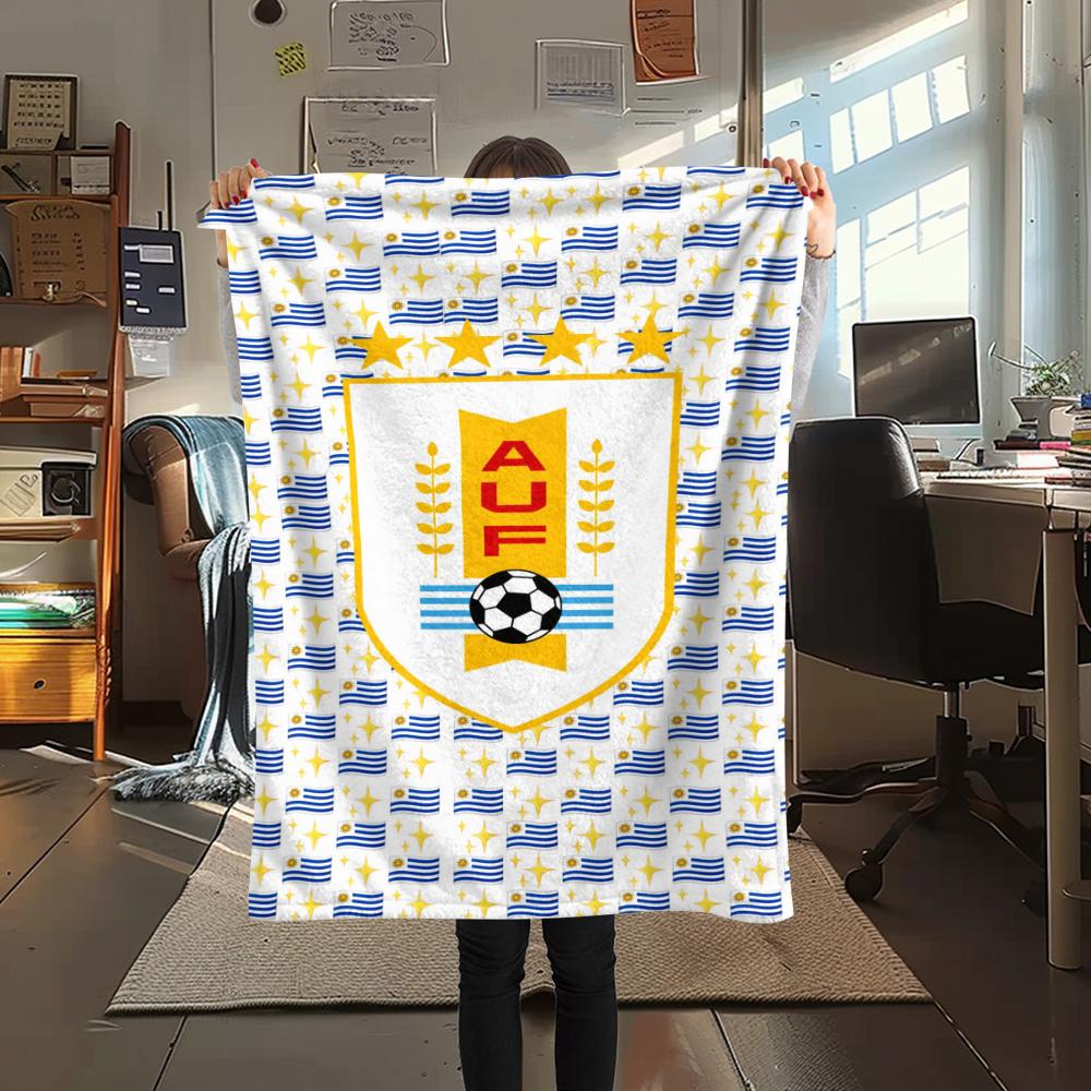 1Pc AUF Logo Uruguay Print Flannel Blanket High Quality Warm Comfortable Cover for All Seasons Perfect for Gifts Home Decor