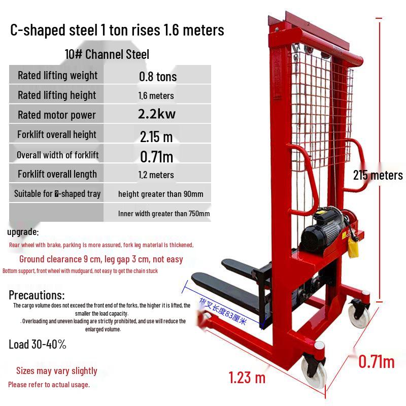 Manual and Electric Hydraulic Stacker: 1-2 Ton Capacity Forklift & Lifting Truck