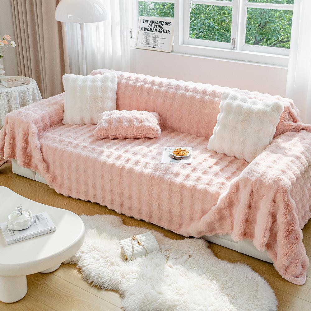 Бархатная ткань для дивана с кроликом, зимний плюшевый противоскользящий чехол для дивана, новое одеяло для подушки с кошачьими царапинами.