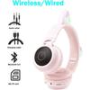 Детские Bluetooth-наушники, беспроводные наушники с микрофоном, наушники-кошачьи ушки со слотами SD и TF, стерео, беспроводной режим и проводные