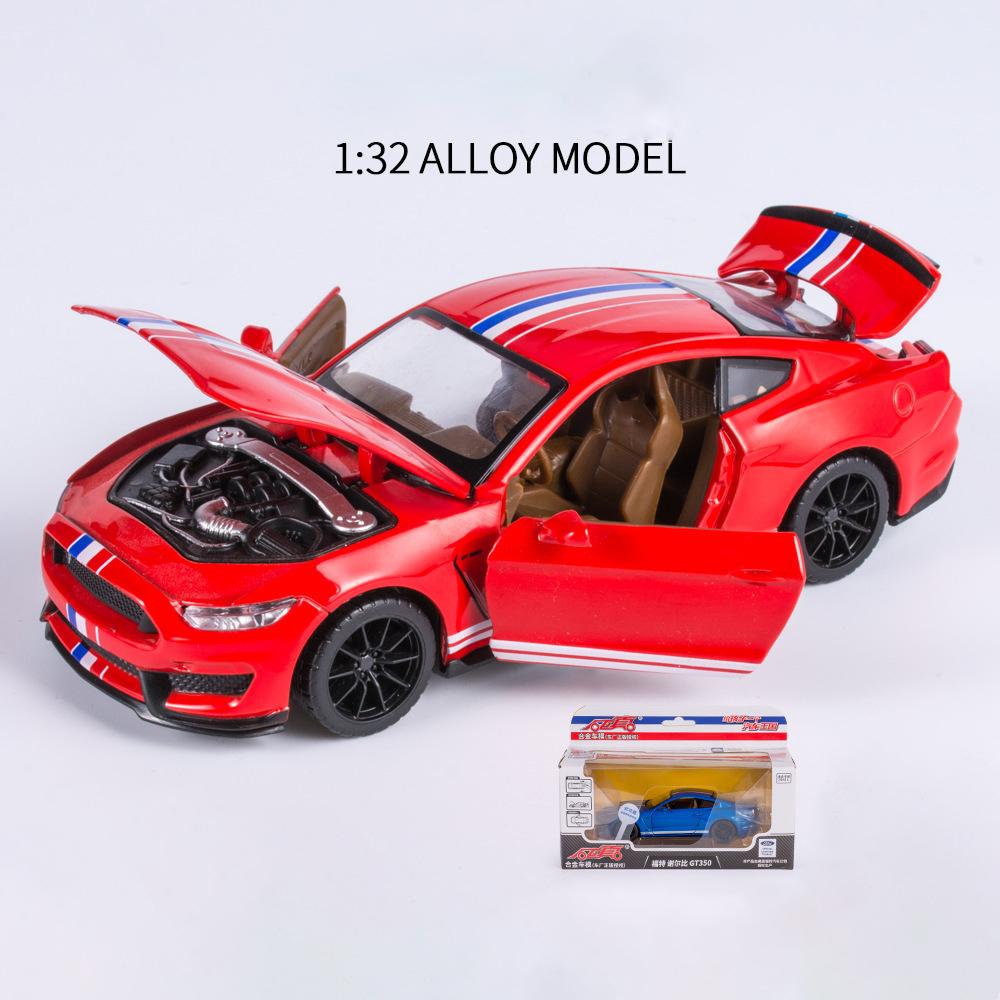 Масштаб 1/32 Shelby GT350, литая под давлением модель автомобиля, игрушечная машинка с откатным механизмом со звуком и светом для мальчиков и девочек, подарок