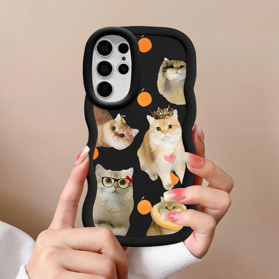 Милый Чехол-Котик для Samsung Galaxy S24 S22 Ultra S21 S25 S23 Plus S20 FE A25 A26 Мягкий Чехол для Телефона A36 A35 A24 A34 A55 A54