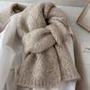 Шарф из смеси шерсти альпаки для женщин - зима 2024 г. в корейском стиле, модная и высококачественная вязка