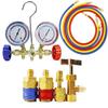 Manifold Gauge Set HVAC A/C Refrigeration Charging Service with Hoses Adjustable Couplers Adapter Can Tap For R32 410 22 134A