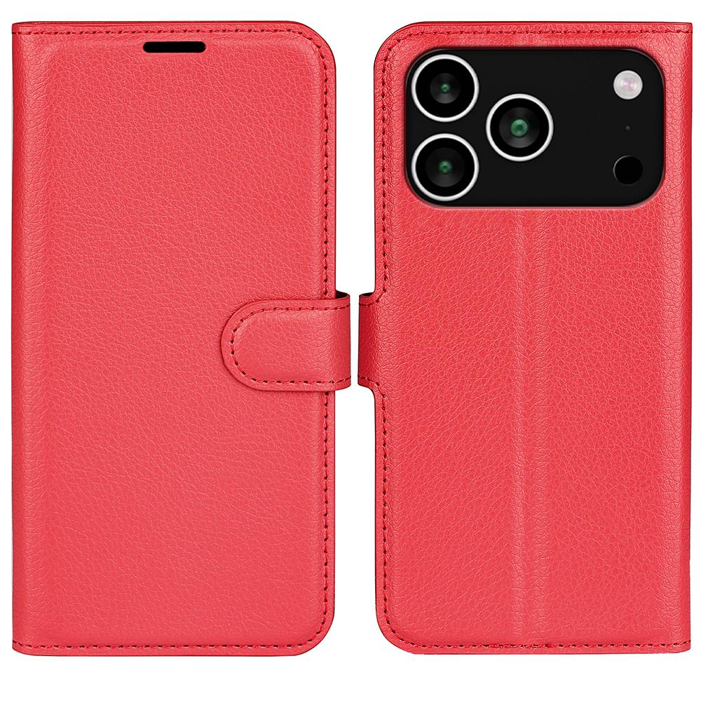 For iPhone 17 Pro Max Wallet Case Litchi Texture Shockproof Leather Flip Stand Phone Cover