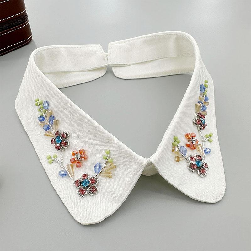 Beading Fake Collar Women Elegant Diamond Detachable Collars for Woman False Shawl Shoulder Wrap Lapel False Collars Woman Tie