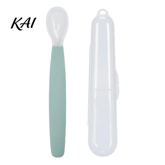 Safe Kitchenware for Kids Silicone Baby Feeding Spoon, Soft Non Slip Training Utensil, Easy BPA Free Utensils Cleaning Complementary Spoon Infants And