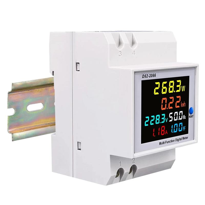 A96I-D52-2066 Монитор энергопотребления Din-рейка Энергометр 100А Вольтметр Амперметр Ватт КВт*ч Частота Измеритель мощности