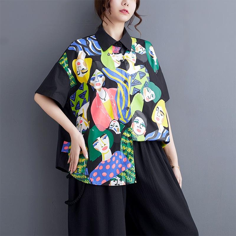 Хлопковые рубашки и блузки оверсайз с короткими рукавами для блузок, повседневные свободные летние топы, женская рубашка на пуговицах