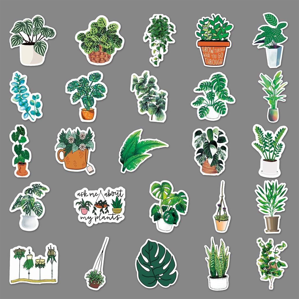 100 Green Plant Graffiti Stickers Cross-border Small Fresh Stickers DIY Phone Case Luggage Stickers Waterproof