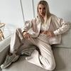 Женский спортивный костюм однотонный кардиган на молнии с длинным рукавом и капюшоном, брюки на шнуровке, комплект из двух предметов