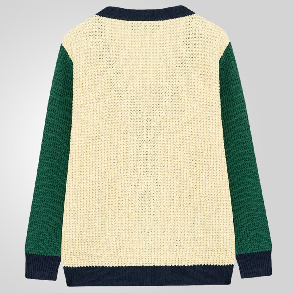 Мужской повседневный вязаный кардиган, цветной блок, свитер-пальто с V-образным вырезом