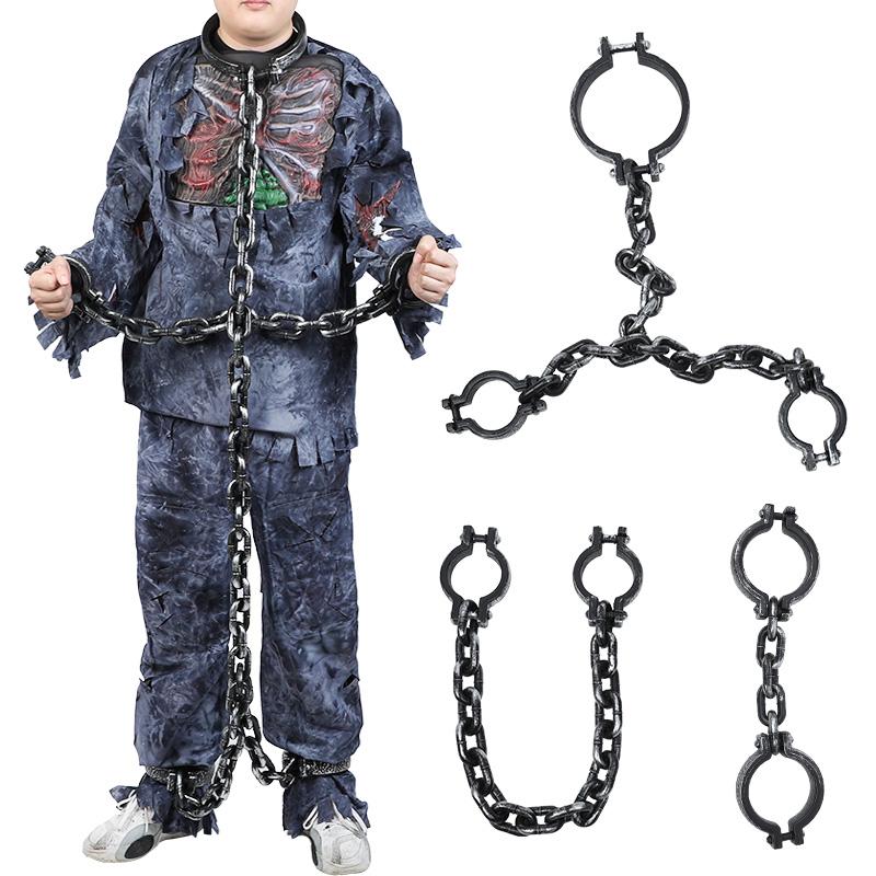 1Set Halloween Fake Chains Haunted House Horror Props Home Decoration Prisoner Costume Cosplay Accessories Plastic Link Chains