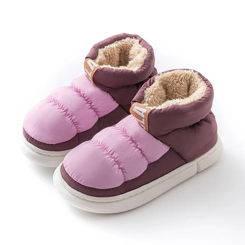 Мужские зимние ботинки, теплые плюшевые мужские кроссовки на длинном меху, Botas Hombre, уличная обувь без шнуровки для отдыха, мужская и женская обувь на плоской подошве2024