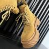 Fashion Yellow Chunky Platform Boots Women Fiber Leather Luxury Design Shoes for Women Thick Bottom Heightening Retro Ankle Boots Botas