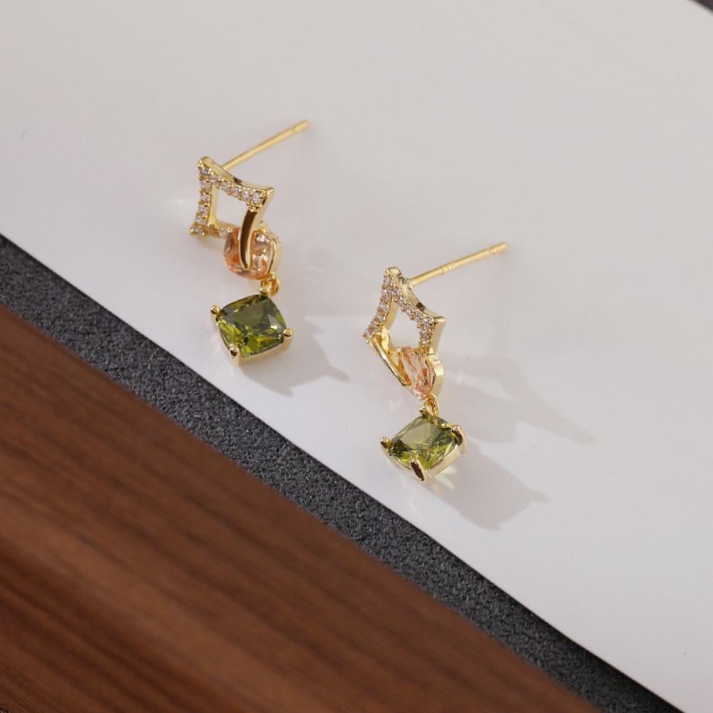 Bling Women's Dangle Earrings Simple Stud Earrings Exquisite Square Drop Earrings Party Jewelry