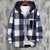 Мужская клетчатая рубашка с капюшоном и длинным рукавом, утепленная, 2023 г. - Устойчивая к холоду осенняя одежда