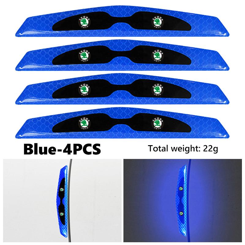 cycr3 For Skoda 4pcs Car Door Edge Protective Stickers Anti-Collision Strip Reflective Protector Sticker S Kodiaq Octavia 2 3 Yeti