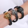 Панк-готика мужские браслеты кожаный браслет с головой льва для мужчин из нержавеющей стали на запястье мужские ювелирные изделия аксессуары подарки на день рождения