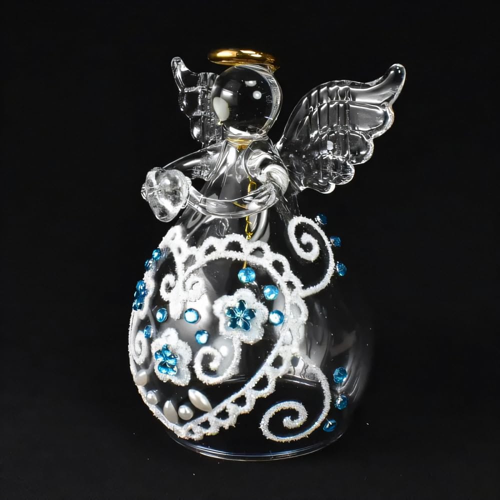 Fourcart Cute Handmade Glass Craft Sweet Heart Angel Bell (Black) X 6-Piece Set