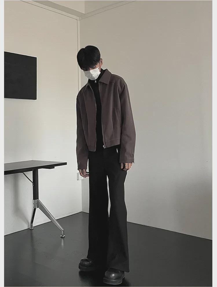 Мужское повседневное свободное короткое пальто в корейском стиле на осень/зиму с широкими лацканами