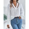 Autumn Winter Casual Hollow Out V-neck Twist Pullover Sweater Long Sleeve Casual Fashion Elegant Casual Tops Ladies Office Streetwear Simple Clothing