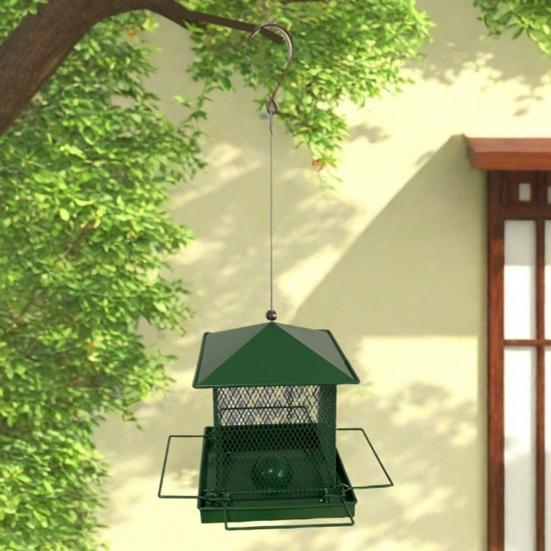 Металлическая кормушка для птиц для улицы, подвесная железная кормушка для диких птиц, защищающая от белок, для сада, двора, украшения заднего двора