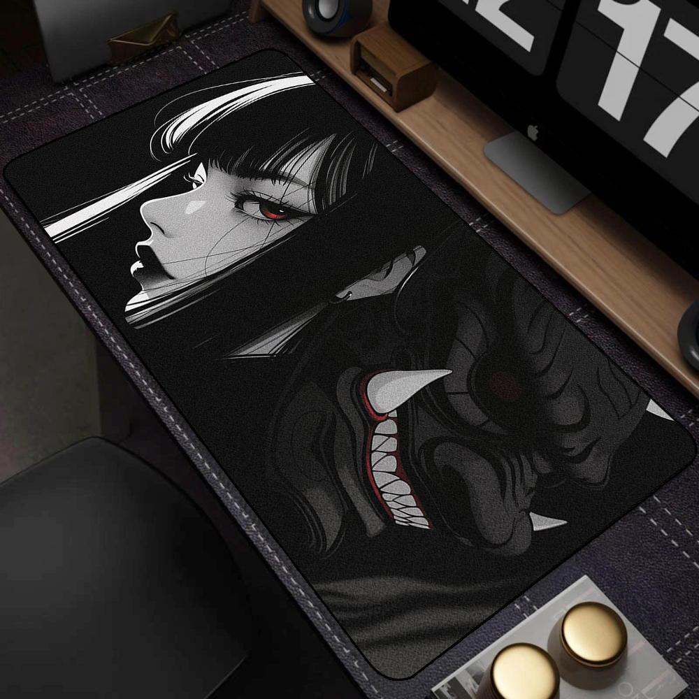 Игровой коврик для мыши 90x40 см Самурай Они Маска Девушки из Японии Deskmat Большой Игровой Профессиональный Премиум Коврик для мыши Аксессуары для контроля скорости