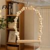 Durable Parrot Swing Perch, Solid Wood Perch Pole, Wooden Blocks And Bird Enrichment Toy Beads Arch, Unpainted for Small Medium Parrots