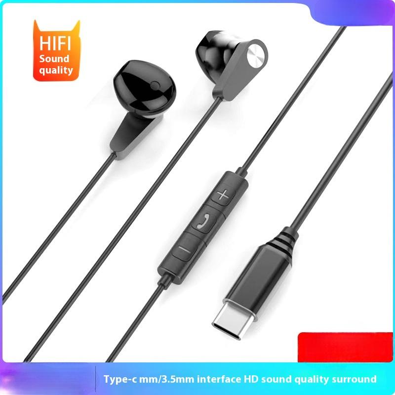 Наушники Type-C Полувкладыши Караоке Музыка Проводные наушники TYPE-C HIFI Высокое качество звука