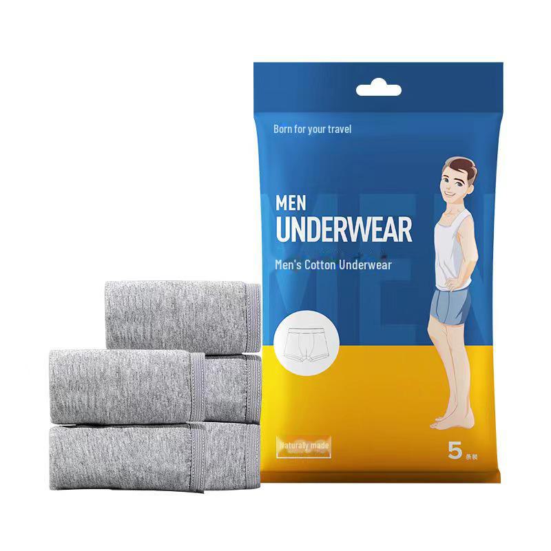 Мужские одноразовые серые хлопковые боксеры-слипы - Удобное для путешествий и стерильное нижнее белье