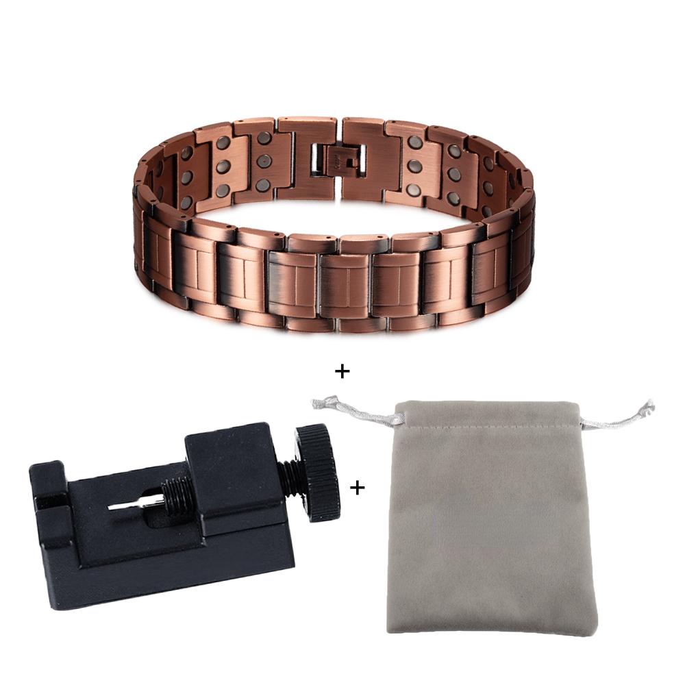 Магнитный браслет из чистой меди, мужской браслет шириной 21 мм, медный магнитный браслет с цепочкой, исцеляющий энергетический браслет для мужчин