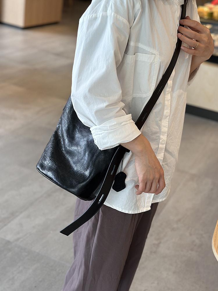 Johnature Simple Genuine Leather Bucket Bag Natural Real Cowhide Large Capacity Women's Shoulder & Crossbody Bags