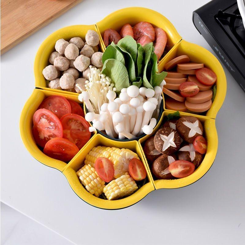 1/2 шт. Многофункциональное блюдо для хот-пота с двухслойным поддоном для слива, вращающимся тазом большой вместимости, незаменимое для хот-пота