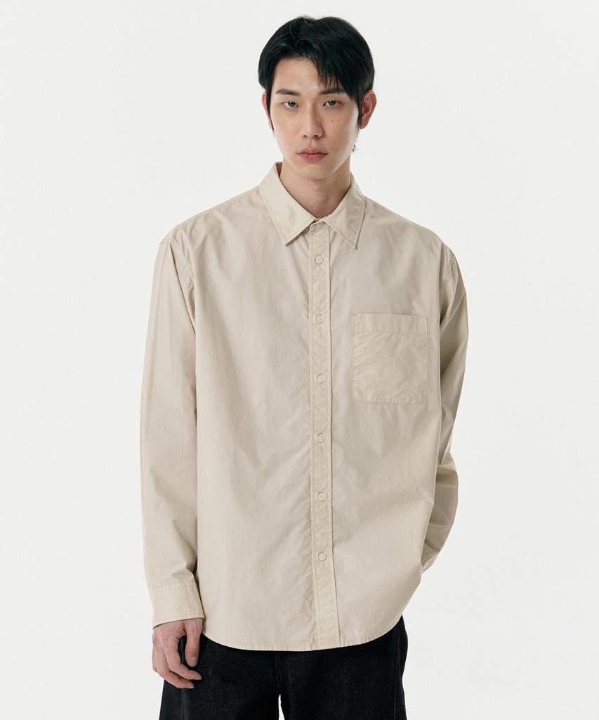 MUSINSA STANDARD Relaxed Washed Poplin Shirt [Light Beige]