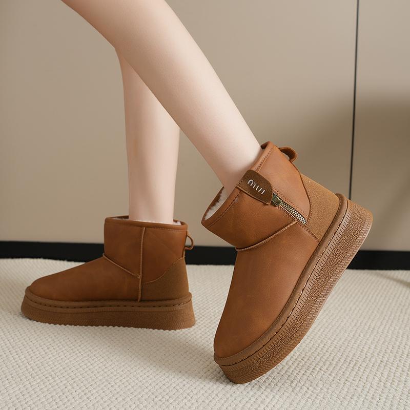 Модные женские ботинки 2024 Новые зимние туфли на платформе для женщин Короткие плюшевые теплые зимние ботинки Женские удобные модные ботильоны на плоской подошве